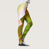 Geometrisch abstract oranje groen patroon leggings (Rechts)