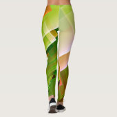 Geometrisch abstract oranje groen patroon leggings (Achterkant)