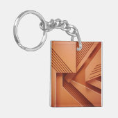 Geometrisch Abstract Oranje Patroon Sleutelhanger (Voorkant Links)
