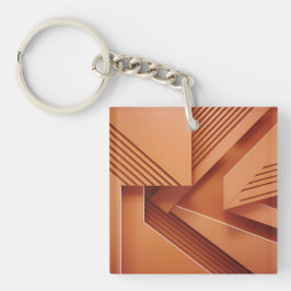 Geometrisch Abstract Oranje Patroon Sleutelhanger