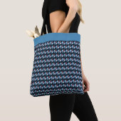 GEOMETRISCH ABSTRACT PATROON BLAUW ZWART ROOD CIRK TOTE BAG (Dichtbij)