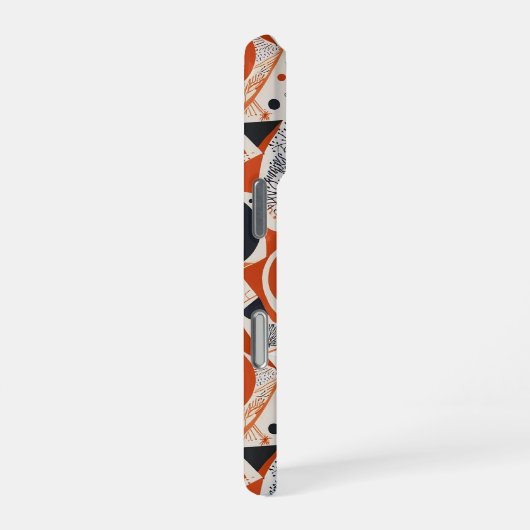 Geometrisch abstract patroon in koraal, rood & ivo iPhone hoesje (Rechterkant)