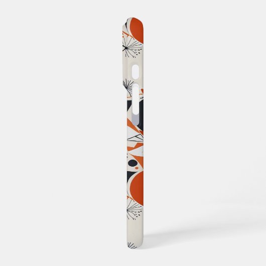 Geometrisch abstract patroon in koraal, rood & ivo iPhone hoesje (Linkerkant)