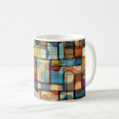 Geometrisch abstract patroon in laag-poly pixelkun koffiemok (Voorkant rechts)
