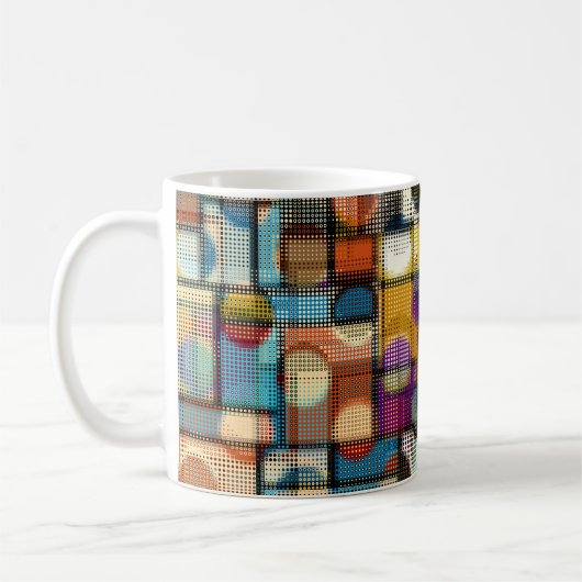 Geometrisch abstract patroon in laag-poly pixelkun koffiemok (Links)