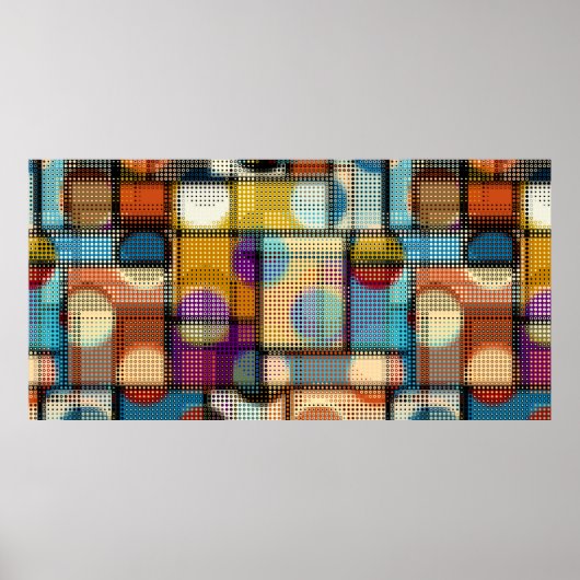 Geometrisch abstract patroon in laag-poly pixelkun poster (Voorkant)