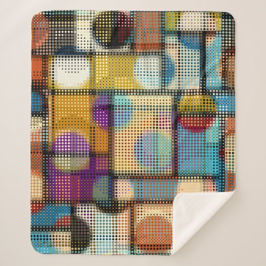 Geometrisch abstract patroon in laag-poly pixelkun sherpa deken (Voorkant)