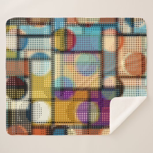 Geometrisch abstract patroon in laag-poly pixelkun sherpa deken (Voorkant (horizontaal))