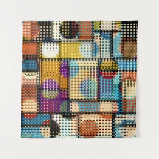 Geometrisch abstract patroon in laag-poly pixelkun wandkleed (Voorkant)