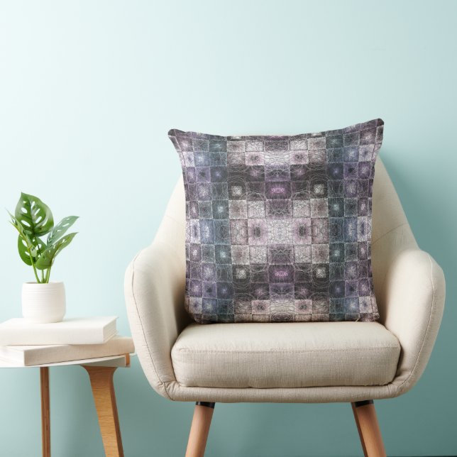 Geometrisch abstract patroon met draadframe kubuss kussen (Stoel)