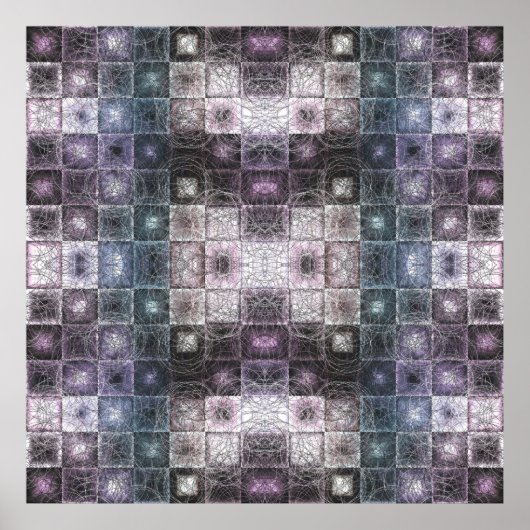 Geometrisch abstract patroon met draadframe kubuss poster (Voorkant)
