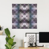 Geometrisch abstract patroon met draadframe kubuss poster (Thuiskantoor)