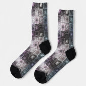 Geometrisch abstract patroon met draadframe kubuss sokken (Links)