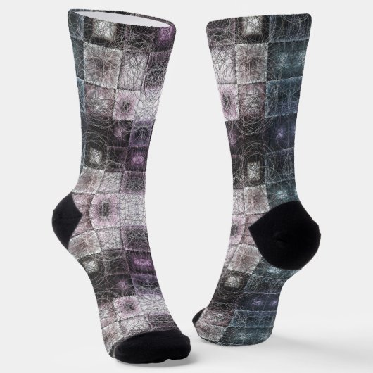 Geometrisch abstract patroon met draadframe kubuss sokken (Gebogen)