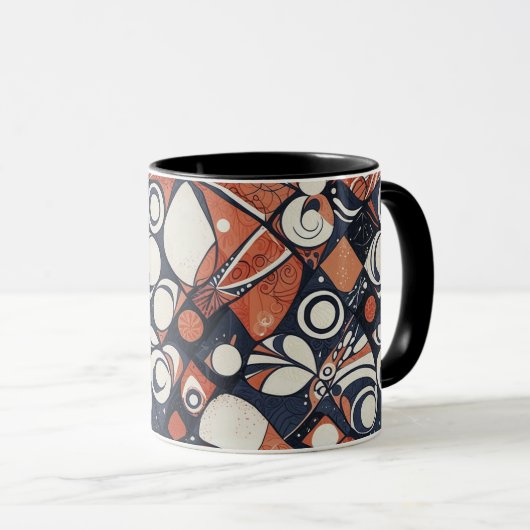 Geometrisch abstract patroon ontwerp 3 mok (Voorkant rechts)