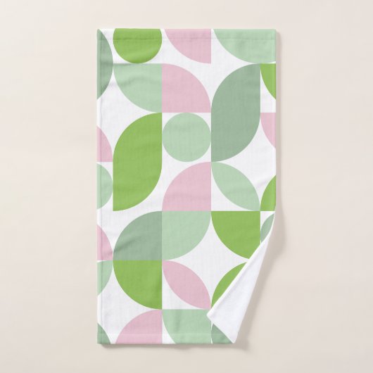 Geometrisch Abstract patroon roze en groen Bad Handdoek (Handdoek)