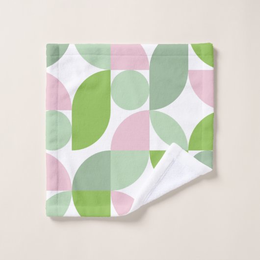 Geometrisch Abstract patroon roze en groen Bad Handdoek (Wasdoekje)