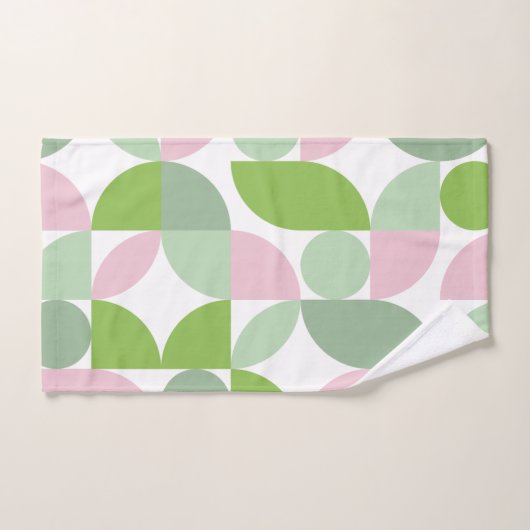 Geometrisch Abstract patroon roze en groen Bad Handdoek (Handdoek)