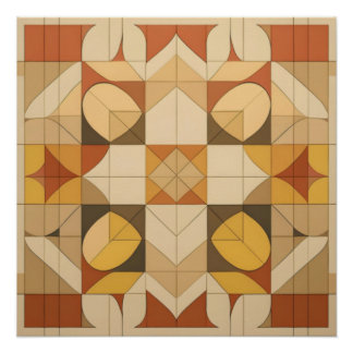 Geometrisch Abstract patroon – warme tonen Perfect Poster