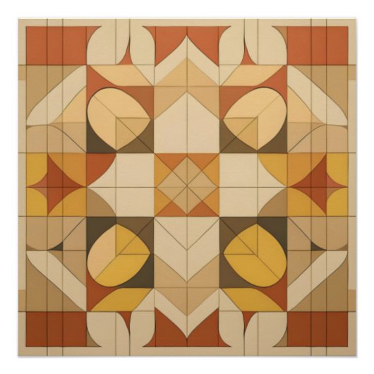 Geometrisch Abstract patroon – warme tonen Perfect Poster (Voorkant)