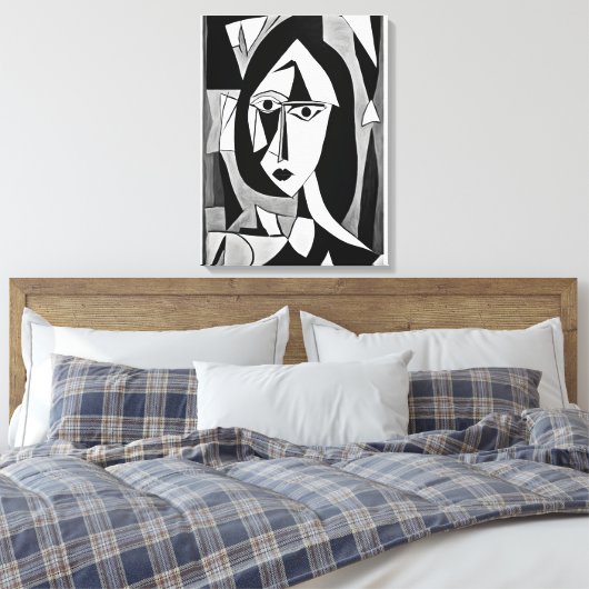 Geometrisch Abstract Portret van Vrouw Canvas Afdruk (Insitu (Slaapkamer))