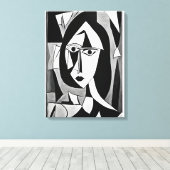 Geometrisch Abstract Portret van Vrouw Canvas Afdruk (Insitu (Houten vloer))