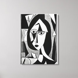 Geometrisch Abstract Portret van Vrouw Canvas Afdruk
