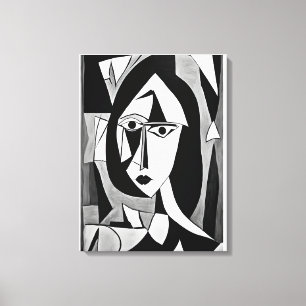 Geometrisch Abstract Portret van Vrouw Canvas Afdruk
