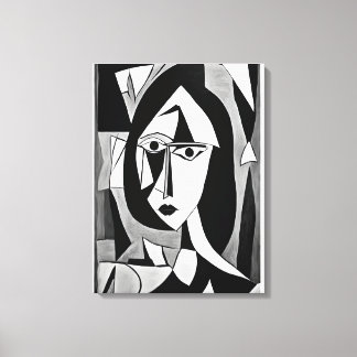 Geometrisch Abstract Portret van Vrouw Canvas Afdruk