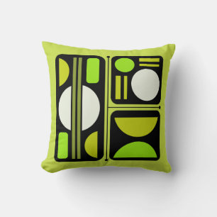 Geometrisch Abstract Retro Art Chartreuse Groen Kussen