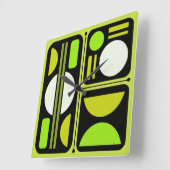 Geometrisch Abstract Retro Art Chartreuse Groen Vierkante Klok (Hoek)