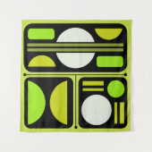 Geometrisch Abstract Retro Art Chartreuse Groen Wandkleed (Voorkant (horizontaal))