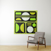 Geometrisch Abstract Retro Art Chartreuse Groen Wandkleed (In Situ (horizontaal))