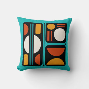 Geometrisch Abstract Retro Art Turquoise Sinaasapp Kussen