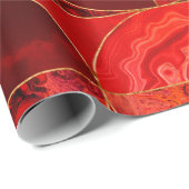 Geometrisch Abstract - Rode texturen en goud Cadeaupapier (Rol Hoek)