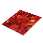 Geometrisch Abstract - Rode texturen en goud Tegeltje (Zijkant)