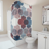 Geometrisch Abstract rood blauw patroon Douchegordijn (In situ)