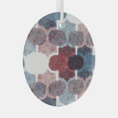 Geometrisch Abstract rood blauw patroon Glas Ornament (Voorkant Rechts)