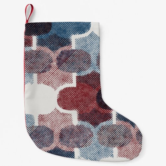 Geometrisch Abstract rood blauw patroon Kleine Kerstsok (Voorkant)