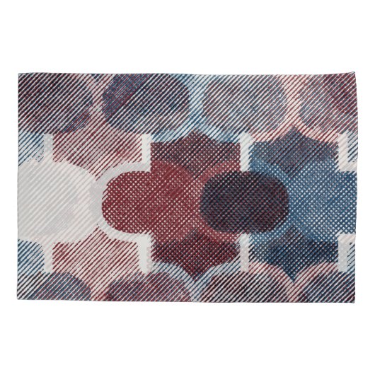 Geometrisch Abstract rood blauw patroon Kussensloop (Achterkant)