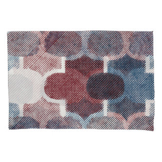 Geometrisch Abstract rood blauw patroon Kussensloop