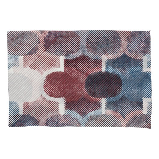 Geometrisch Abstract rood blauw patroon Kussensloop (Voorkant)