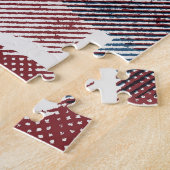Geometrisch Abstract rood blauw patroon Legpuzzel (Zijkant)