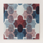 Geometrisch Abstract rood blauw patroon Legpuzzel (Horizontaal)