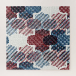 Geometrisch Abstract rood blauw patroon Legpuzzel