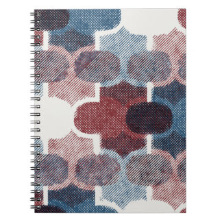 Geometrisch Abstract rood blauw patroon Notitieboek