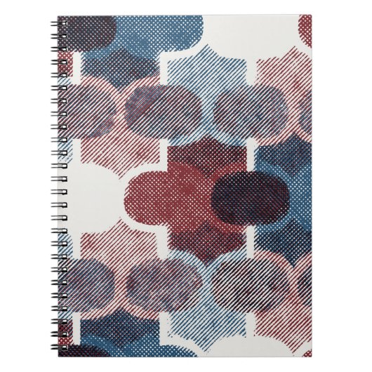 Geometrisch Abstract rood blauw patroon Notitieboek (Voorkant)