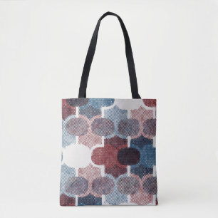 Geometrisch Abstract rood blauw patroon Tote Bag