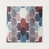 Geometrisch Abstract rood blauw patroon Wandkleed (Voorkant (horizontaal))