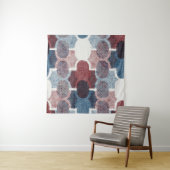Geometrisch Abstract rood blauw patroon Wandkleed (In Situ (horizontaal))
